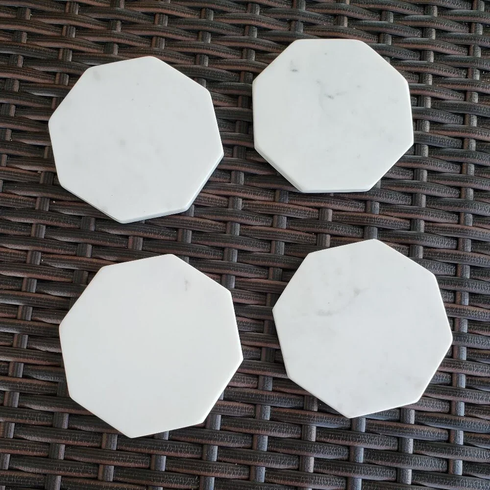NWT Zeal Living white marble coasters set of 4